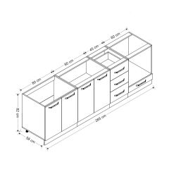 Minar 265 Cm Mutfak Dolabı Beyaz 265-B3-Alt Modül