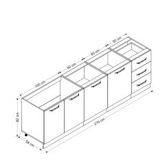 Minar 270 Cm Mutfak Dolabı Beyaz 270-B2-Alt Modül