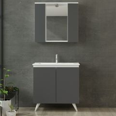 Nika Banyo Dolabı 85Cm Ay2K+2K1A+Etj Beyaz Antrasit