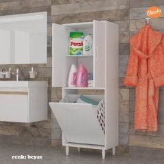 Modilayn Sepetli Kirli Çamaşır Dolabı Çok Amaçlı Dolap
