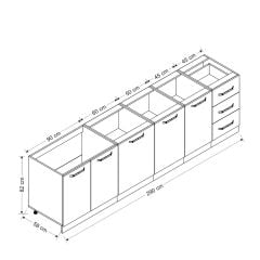 Minar 290 Cm Mutfak Dolabı Beyaz 290-B1-Alt Modül