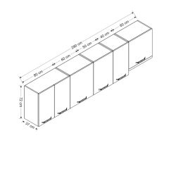 Minar 290 Cm Mutfak Dolabı Beyaz 290-B4-Üst Modül