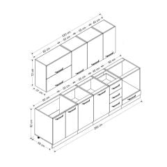 Minar 280 Cm Mutfak Dolabı Beyaz Antrasit 280-A6