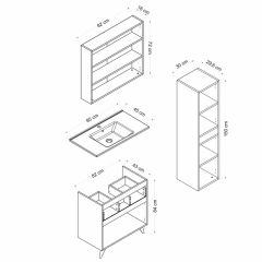 Minar Banyo Dolabı 85Cm Ay2K1Ç+2K2A+Etj+Boy Beyaz