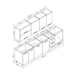 Minar 290 Cm Mutfak Dolabı Beyaz Antrasit 290-A6