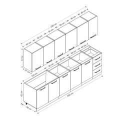 Minar 290 Cm Mutfak Dolabı Beyaz Dore 290-D2