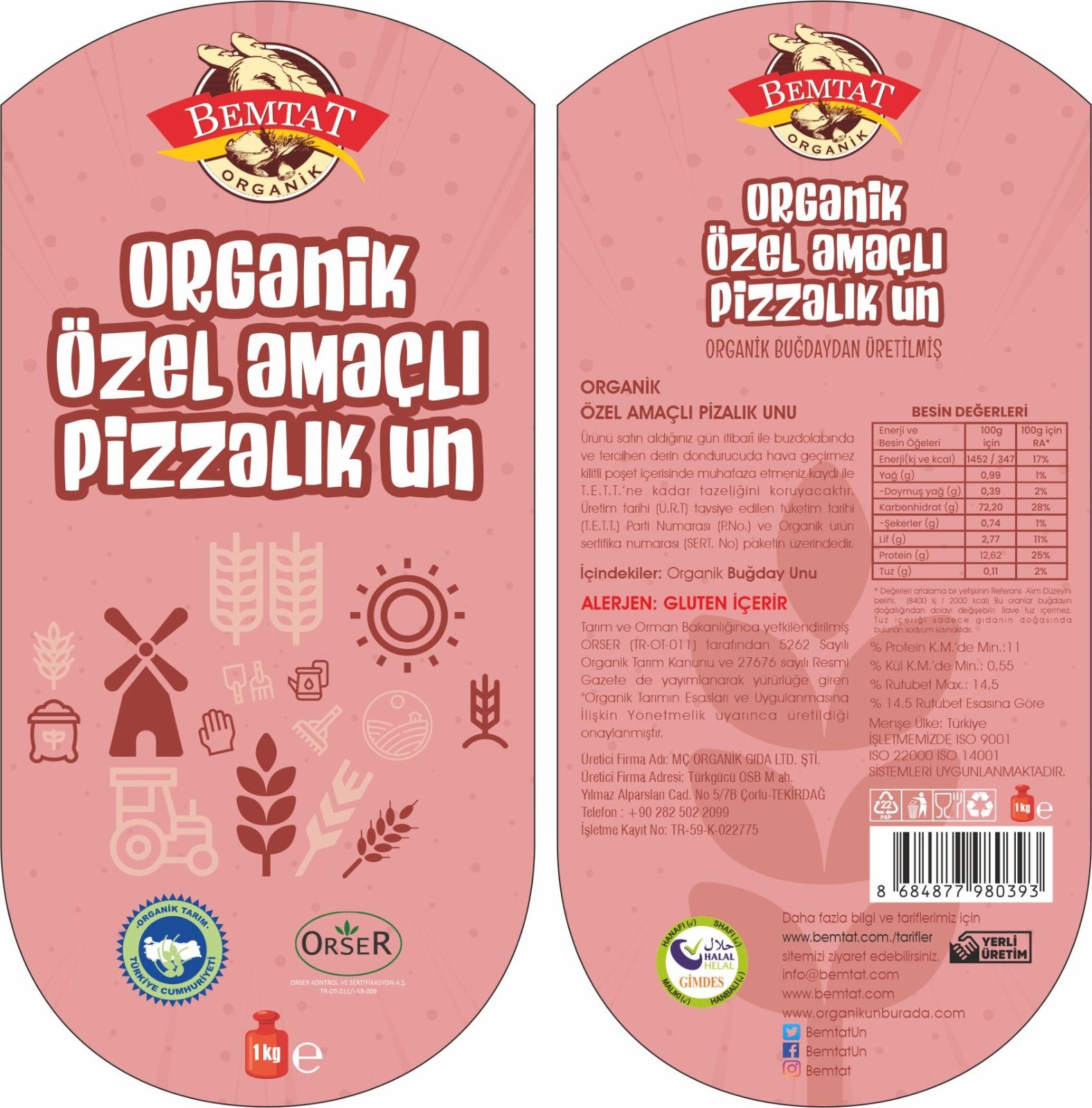 Bemtat Organik Pizzalık Un 1kg