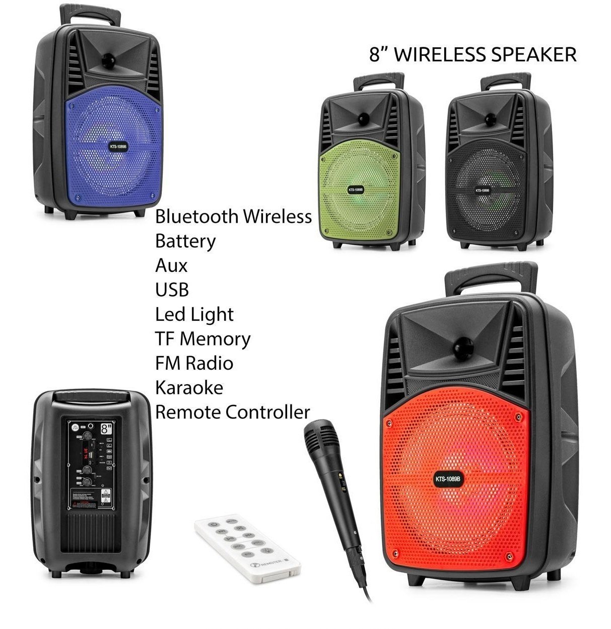 KTS-1089 Usb Ve Kart Girişli Şarjlı Kumandalı Bluetooth Hoparlör