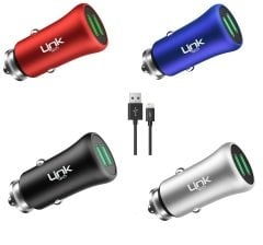 Linktech M-582 Metal Lightning USB Araç Şarj Aleti