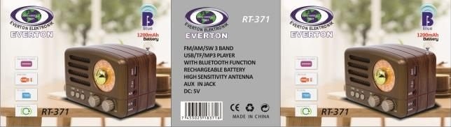 Everton RT-371 Usb ve Kart Girişli Bluetoothlu Şarjlı Radyo