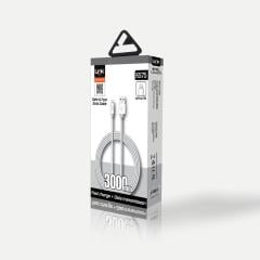 Linktech K575 Safe Örgü Metal Başlı 3000mm Iphone Şarj Kablosu