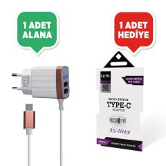 Linktech C502 Safe Çift USB Çıkışlı Dahili Micro USB Kablolu Akıllı Şarj Aleti