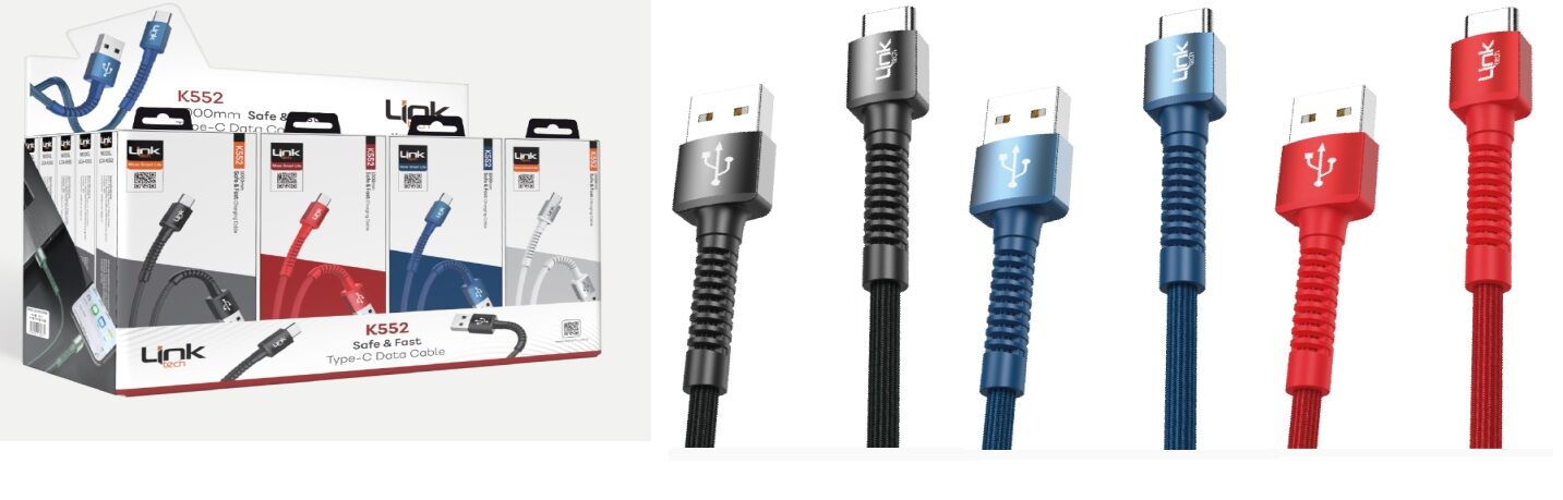 Linktech K-552 Safe Flexible 3A TYPE-C USB Şarj Kablosu