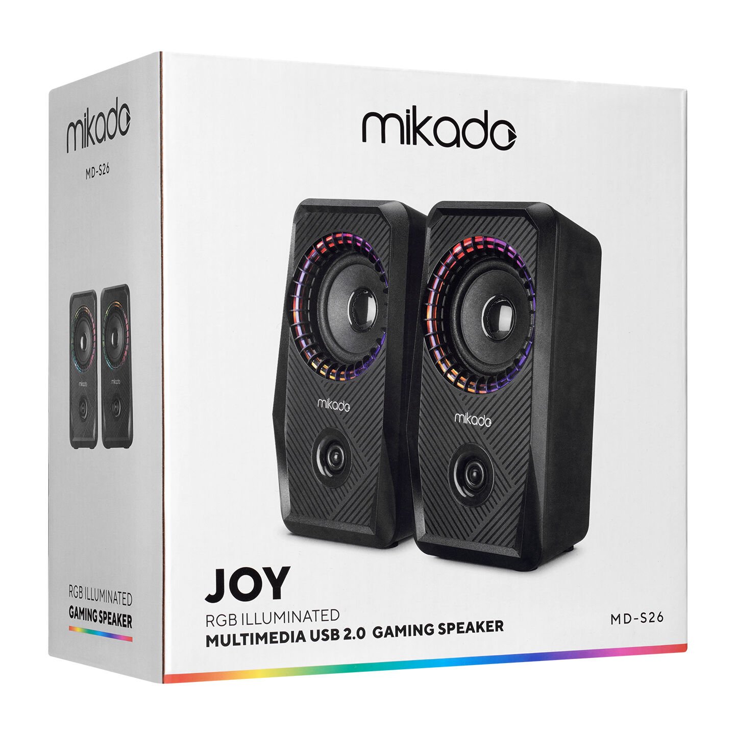 Mikado MD-S26 JOY 2.0 Multimedia 3Wx2 Siyah USB RGB Işıklı Gaming Bilgisayar Hoparlörü