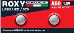 Roxy AG0 LR63 LR521 379 Alkalin Düğme Pil 1,5 Volt 10`lu paket