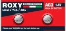 Roxy AG3 LR41 LR736 384 Alkalin Düğme Pil 1,5Volt 10`lu paket
