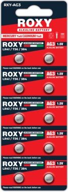 Roxy AG3 LR41 LR736 384 Alkalin Düğme Pil 1,5Volt 10`lu paket