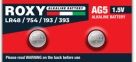 Roxy AG5 LR48 LR754 193 393 Alkalin Düğme Pil 1,5 Volt 10`lu Paket