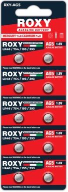 Roxy AG5 LR48 LR754 193 393 Alkalin Düğme Pil 1,5 Volt 10`lu Paket