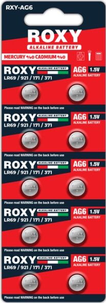 Roxy AG6 LR69 LR921 171 371 Alkalin Düğme Pil 1,5 Volt 10`lu Paket