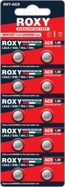 Roxy AG9 LR45 LR936 194 394 Alkalin Düğme Pil 1,5 Volt 10`lu Paket