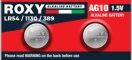 Roxy AG10 LR54 LR1130 189 389 Alkalin Düğme Pil 1,5 Volt 10 lu paket
