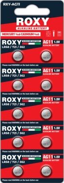 Roxy AG11 LR58 LR721 362 Alkalin Düğme Pil 1,5 Volt 10`lu Paket