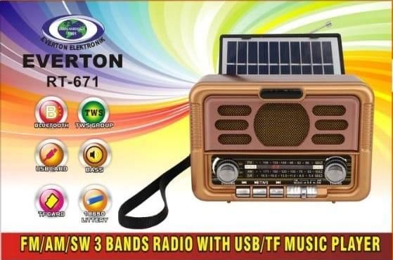 Everton RT-671 Güneş Enerjili Bluetooth Usb/Sd/Aux/Fm Nostalji Radyo