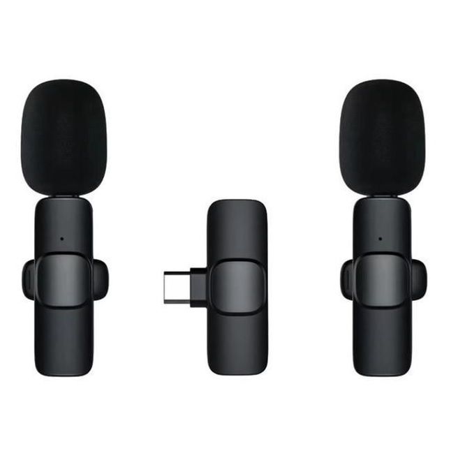K9 Kablosuz 2'li Yaka Mikrofonu Mini Taşınabilir Mikrofon Type-C