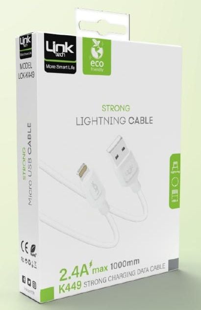 LinkTech K449 Strong 1m 2.4A Lightning Çevre Dostu Şarj Kablosu