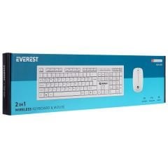 Everest KM-6121 Beyaz Kablosuz Q Slim Klavye + Mouse Set