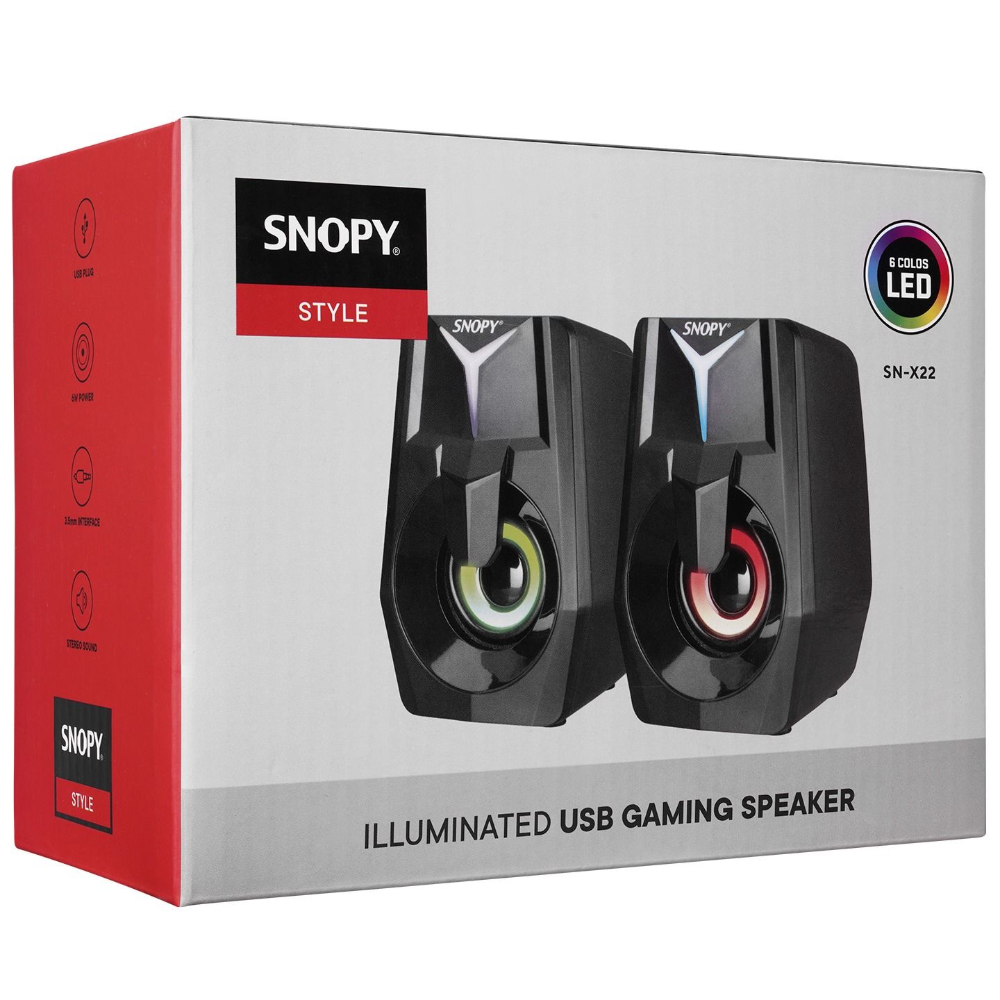 Snopy SN-X22 2.0 Rgb Işıklı 3WX2CH Siyah USB Gaming Hoparlör