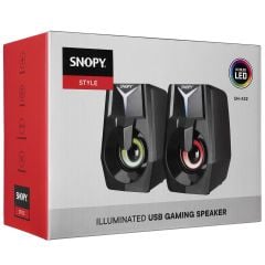 Snopy SN-X22 2.0 Rgb Işıklı 3WX2CH Siyah USB Gaming Hoparlör