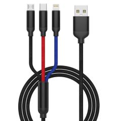 Torima U35 3A 3in1 (Micro-Type-C-Lightning) 1.2 M Hızlı Şarj ve Data Kablosu