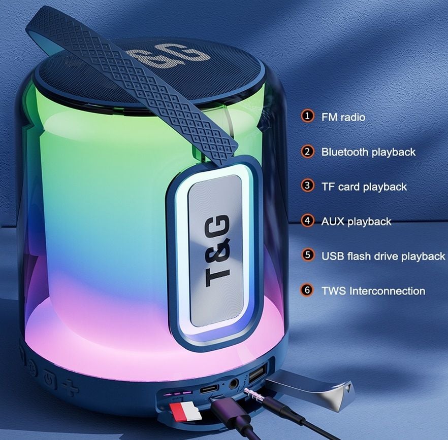 RXY-TG-376 Usb Sd Kart Girişli Fm Radyolu Bluetoothlu Ledli Müzik kutusu Hoparlör