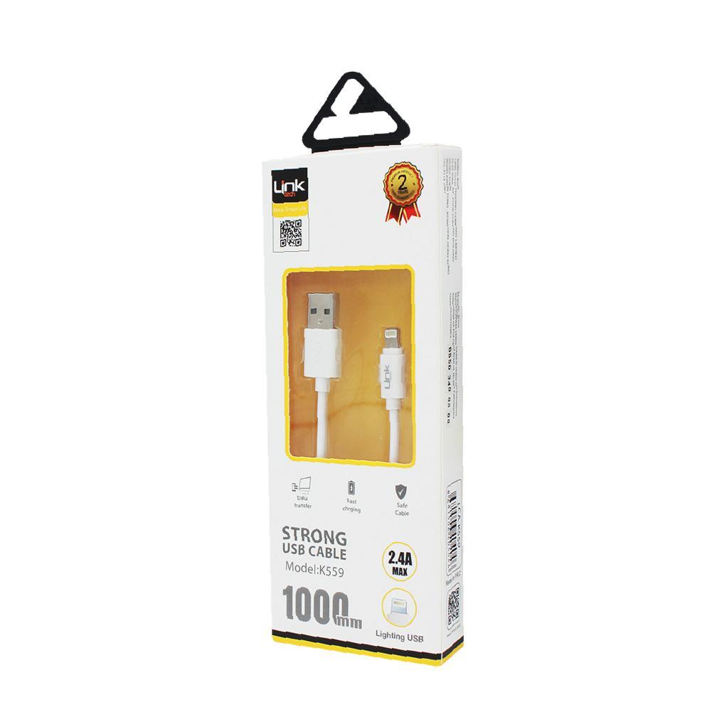 Linktech K-559 Iphone 2.4A 1000mm Şarj/Senkronizasyon Kablosu