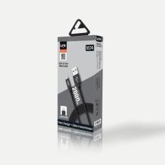 Linktech K-574 Safe Lightning USB Örgü Metal Başlıklı 2000mm Şarj Kablosu
