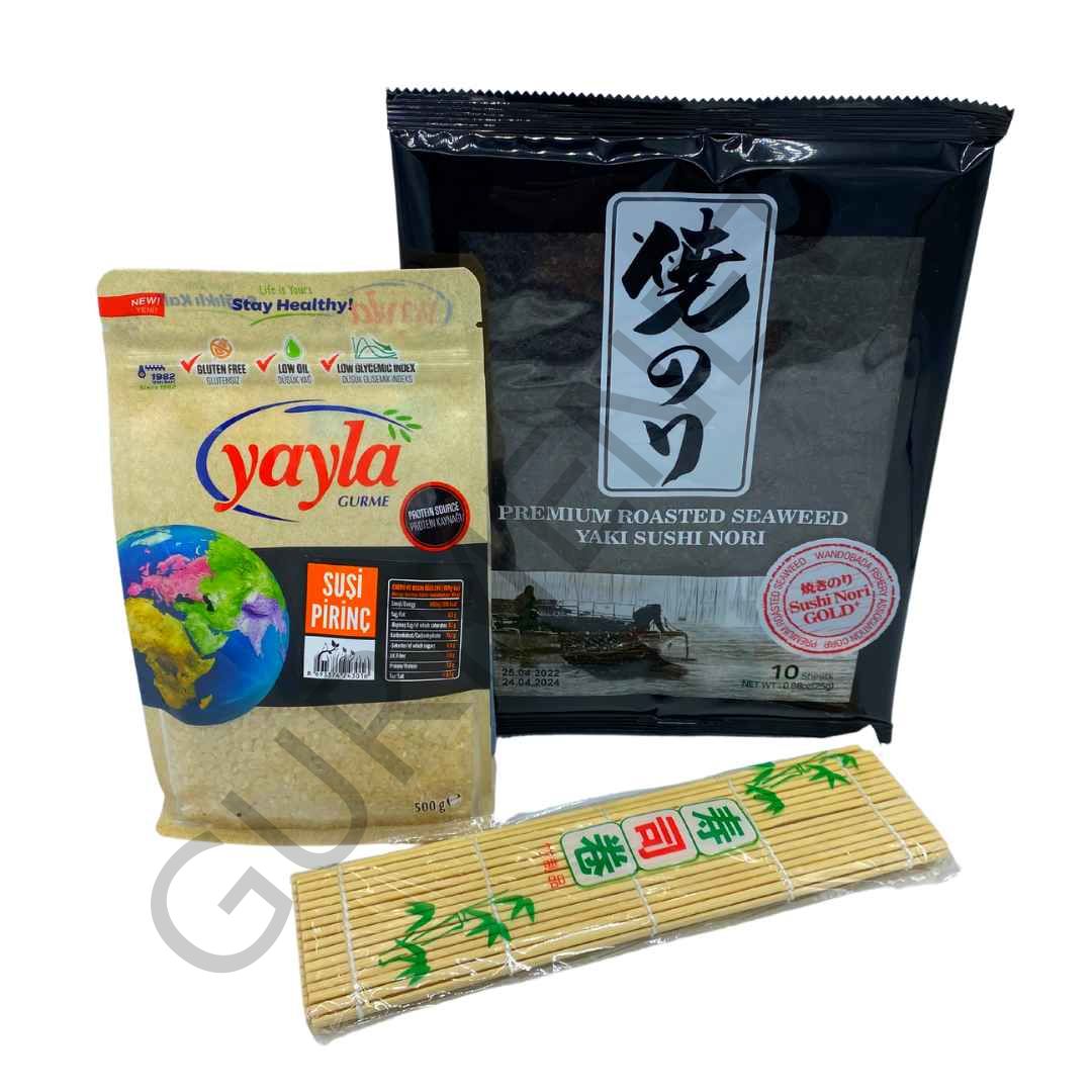 Seafood Sushi Yosunu Gold Premium 10 Yaprak+Sushi Pirinci 500 Gr+Sarma Hasırı