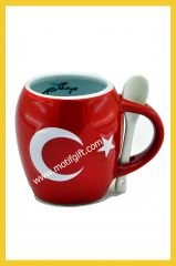 Türk Bayraklı Kaşıklı Kupa