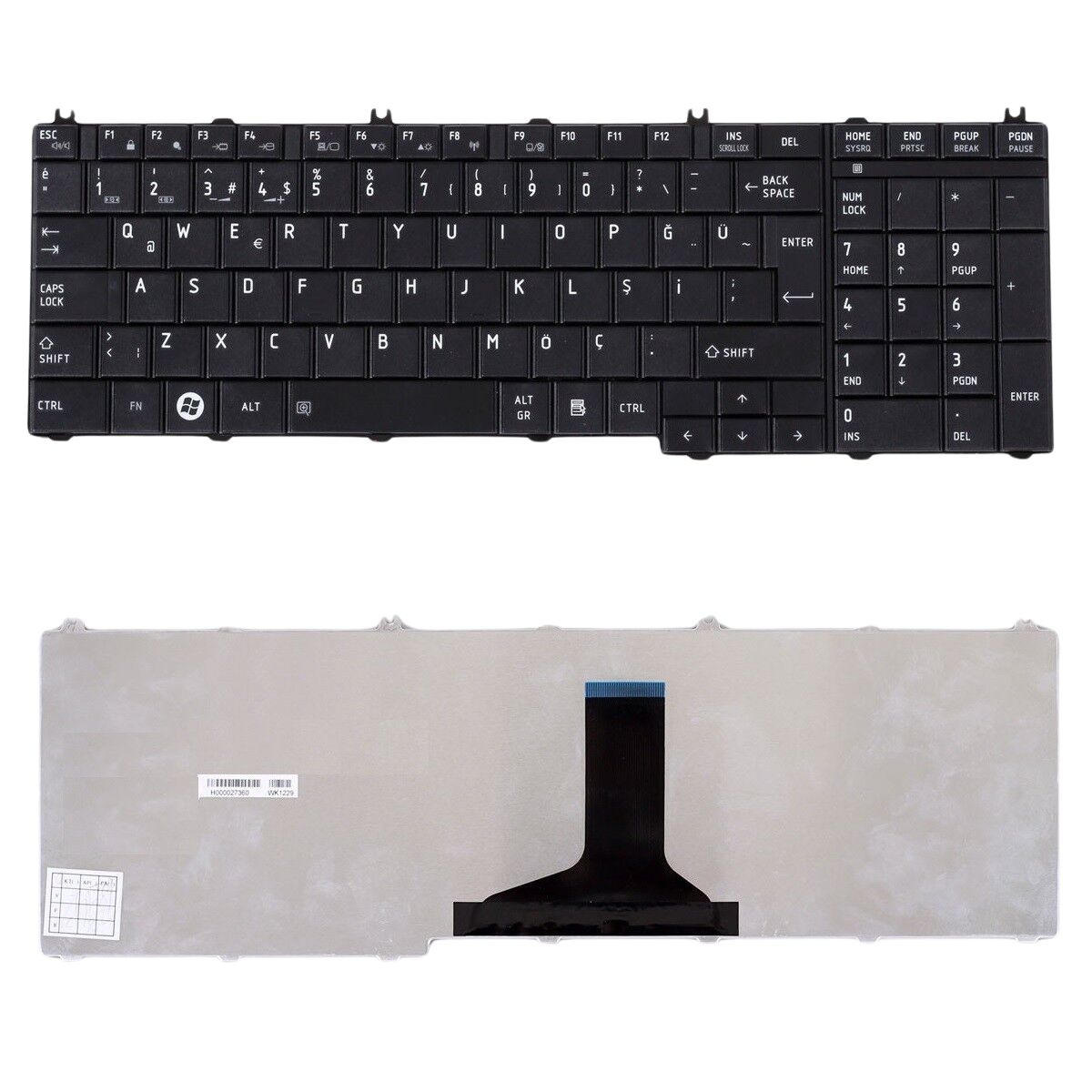 Toshiba Satellite L755-1FL, L755-1GH, L755-1J0, L755-1J5 Uyumlu Klavye Tuş Takımı Seti Siyah Türkçe