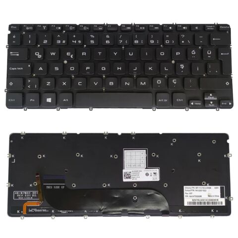 Dell V128725AK1, V128725AK2 Uyumlu Klavye Tuş Takımı Tuş Seti Işıklı Siyah Türkçe