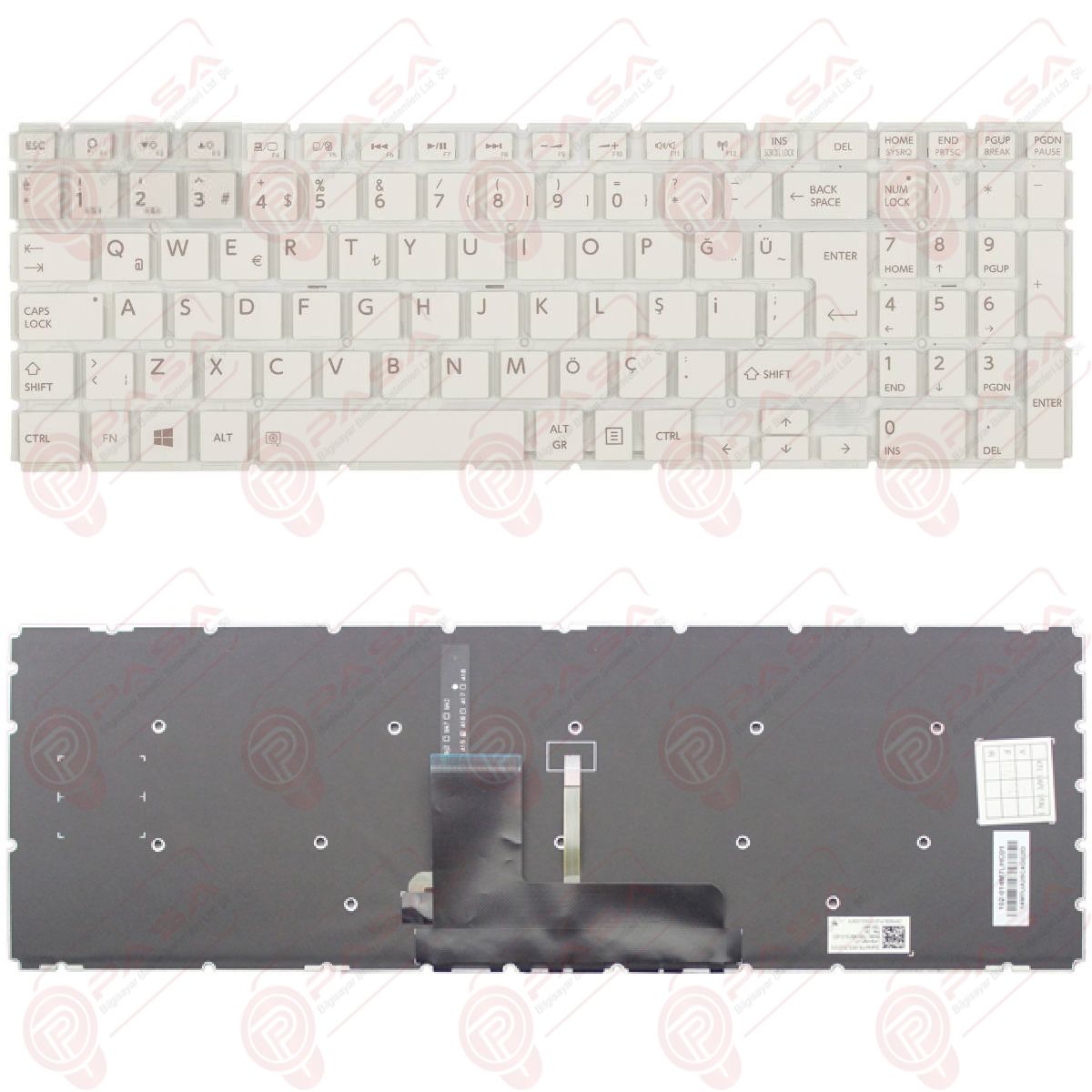 Toshiba Satellite L50-B-25L, L50-B-25N Klavye Beyaz Led Işıklı TR