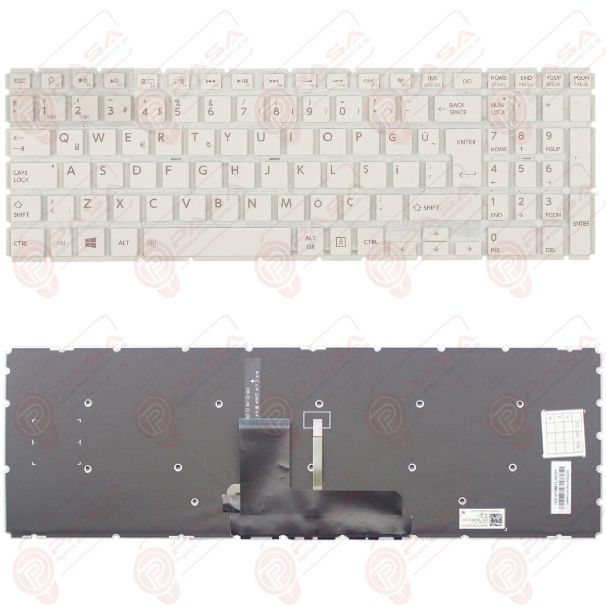 Toshiba Satellite L50-C-11R, L50-C-159 Klavye Beyaz Led Işıklı TR