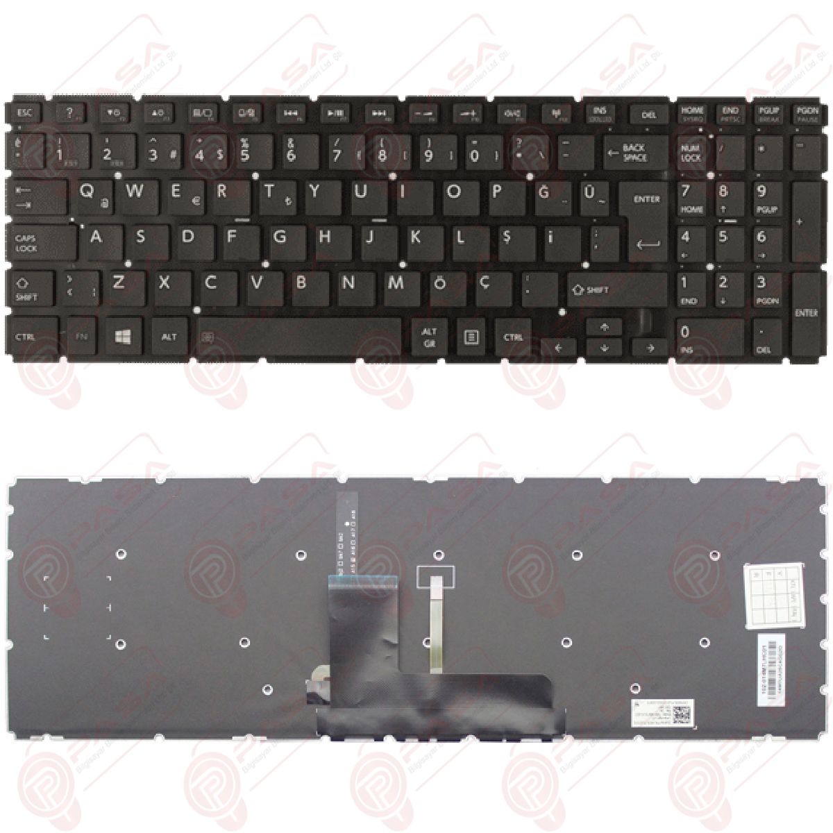 Toshiba Satellite L50-B-176, L50-B-177 Klavye Siyah Led Işıklı TR