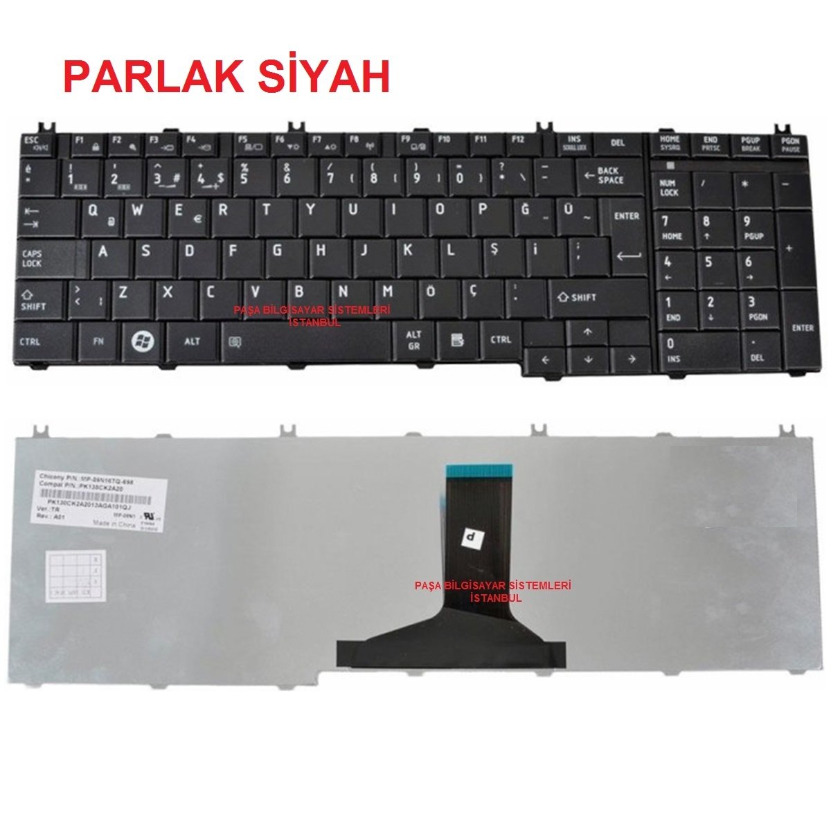 TOSHİBA SATELLİTE L655-1G1, L655-1G2 KLAVYE TUŞ TAKIMI PARLAK SİY