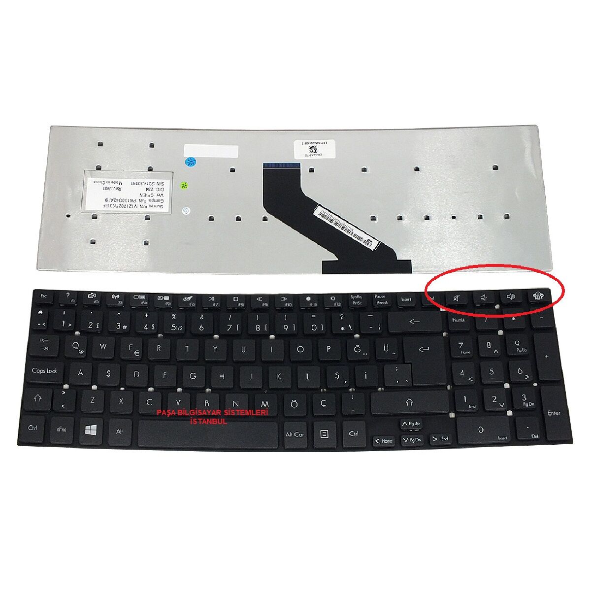 Acer Aspire ES1-512-C5CZ Klavye Tuş Takımı Muadil Siyah Q Türkçe