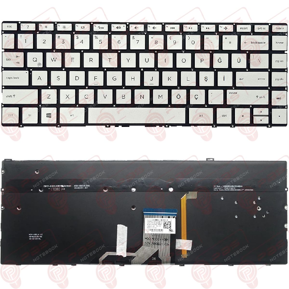 Hp 9Z.NECBQ.J0T, 9Z.NECBW.A01, 9Z.NECBW.A0T Klavye Tuş Takımı Tuş Seti Led Işıklı Gri Türkçe