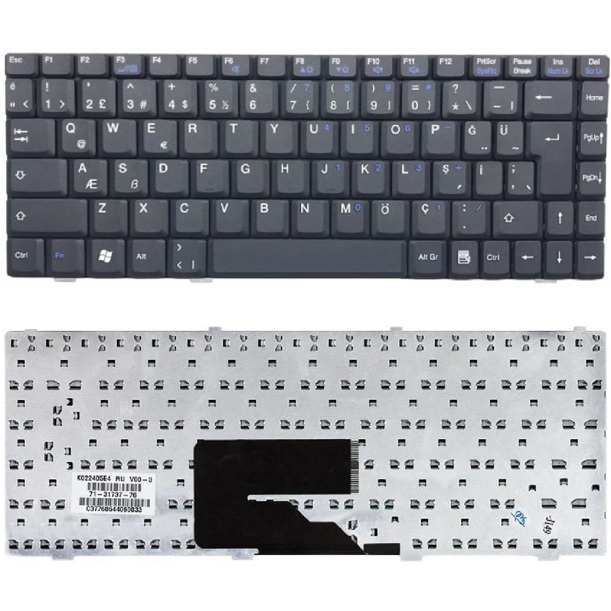 Fujitsu Siemens 84000747, 84002698, 84003728, 860N25518 Klavye Tuş Takımı Tuş Seti Siyah Türkçe