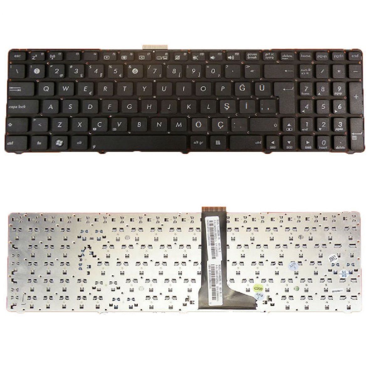 Asus U53, U53F, U53J, U53Jc Klavye Tuş Takımı Türkçe Siyah Q Tuş Yapısı