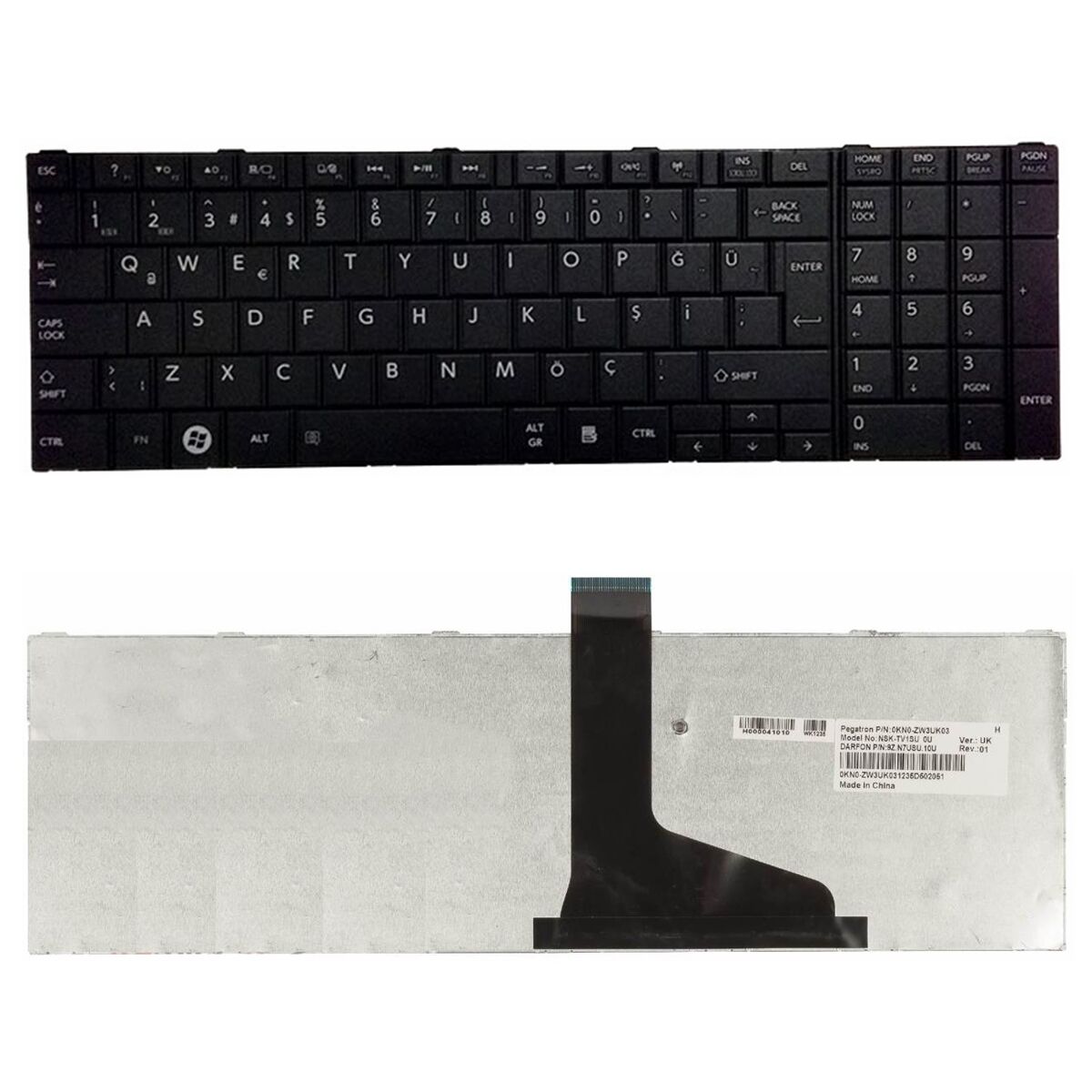 Toshiba Satellite C855-1JP, C855-1KG Klavye Tuş Takımı Siyah Çerçevesiz Tip